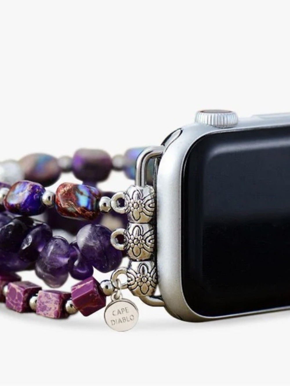 Royal Amemthyst Multi-Strand Gemstone Apple Watch Bracelet Band - Cape Diablo - Picture 4 of 4